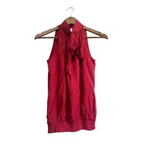 Elle Halter Top Women's Medium Scarlet‎ Draped Back Tie Sleeveless